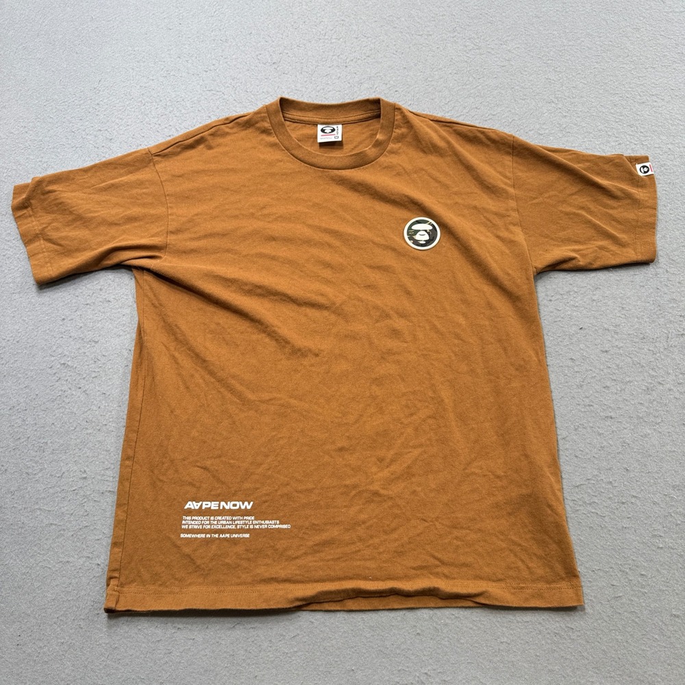 AAPE Now By A Bathing Ape T-Shirt Men's Medium Brown Graphic Moonface Streetwear